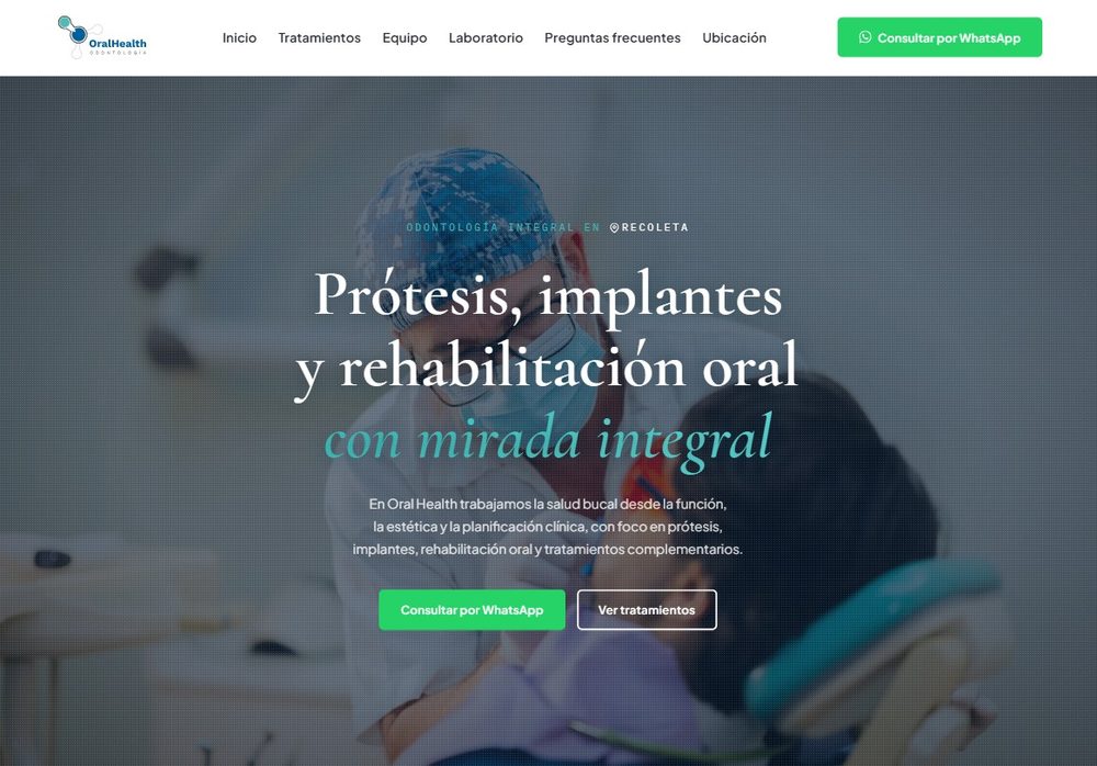 Captura real del sitio de Oral Health